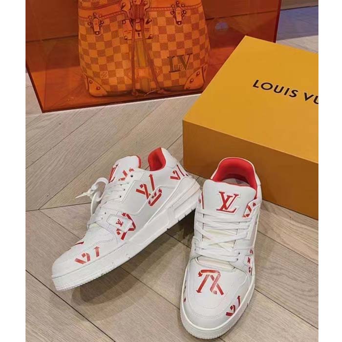 Louis Vuitton Unisex LV Trainer Sneaker Red Mix Sustainable Materials Recycled Polyester (1)