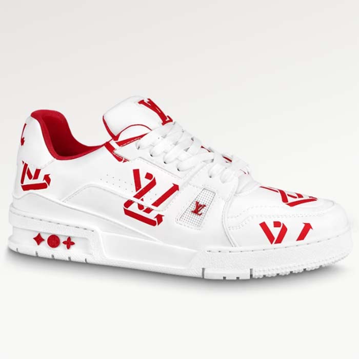 Louis Vuitton Unisex LV Trainer Sneaker Red Mix Sustainable Materials Recycled Polyester