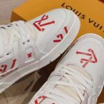 Louis Vuitton Unisex LV Trainer Sneaker Red Mix Sustainable Materials Recycled Polyester - Imagen 6