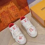 Louis Vuitton Unisex LV Trainer Sneaker Red Mix Sustainable Materials Recycled Polyester - Imagen 3
