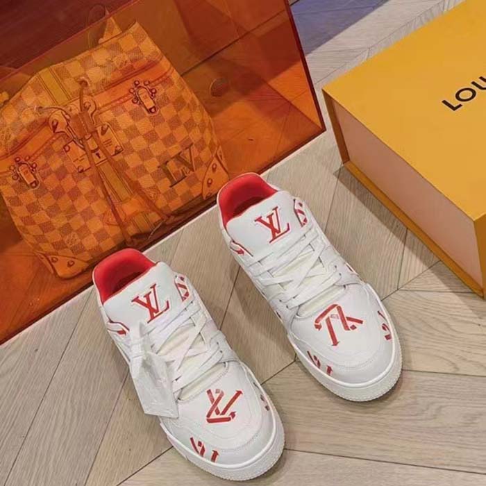 Louis Vuitton Unisex LV Trainer Sneaker Red Mix Sustainable Materials Recycled Polyester (9)