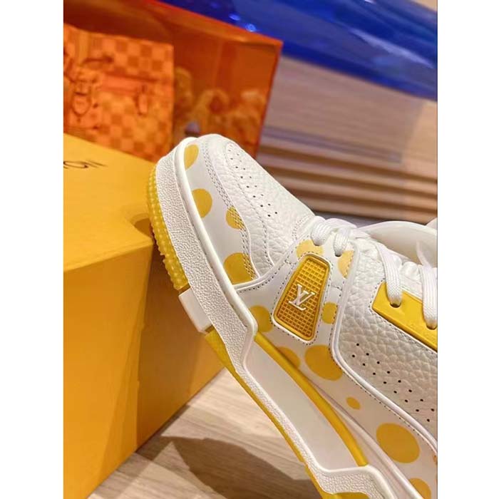 Louis Vuitton Unisex LV Trainer Sneaker Yellow Calf Leather Rubber Outsole Monogram Flowers (1)