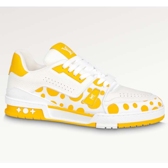 Louis Vuitton Unisex LV Trainer Sneaker Yellow Calf Leather Rubber Outsole Monogram Flowers