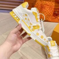 Louis Vuitton Unisex LV Trainer Sneaker Yellow Calf Leather Rubber Outsole Monogram Flowers (11)