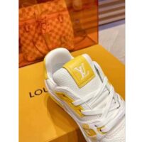 Louis Vuitton Unisex LV Trainer Sneaker Yellow Calf Leather Rubber Outsole Monogram Flowers (11)