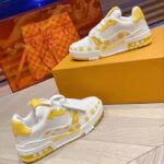 Louis Vuitton Unisex LV Trainer Sneaker Yellow Calf Leather Rubber Outsole Monogram Flowers – Image 4