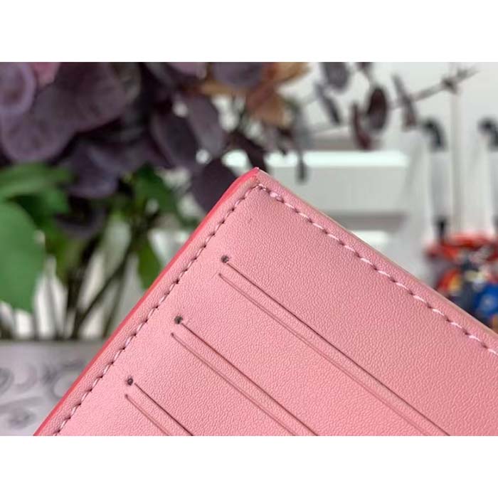 Louis Vuitton Unisex LV Vertical Compact Wallet Dragon Fruit Pink Taurillon Leather (10)