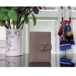 Louis Vuitton Unisex LV Vertical Compact Wallet Galet Gray Aquamarine Blue Taurillon Leather – Image 2