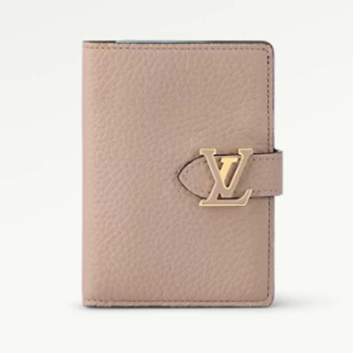 Louis Vuitton Unisex LV Vertical Compact Wallet Galet Gray Aquamarine Blue Taurillon Leather