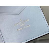 Louis Vuitton Unisex LV Vertical Compact Wallet Galet Gray Aquamarine Blue Taurillon Leather (7)