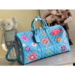 Louis Vuitton Unisex LV x YK Keepall 50 Blue Taurillon Monogram Embossed Cowhide Leather - Bild 2