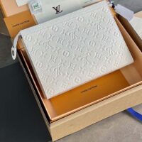 Louis Vuitton Unisex LV x YK Pochette Voyage White Taurillon Monogram Cowhide Psychedelic Flower (1)