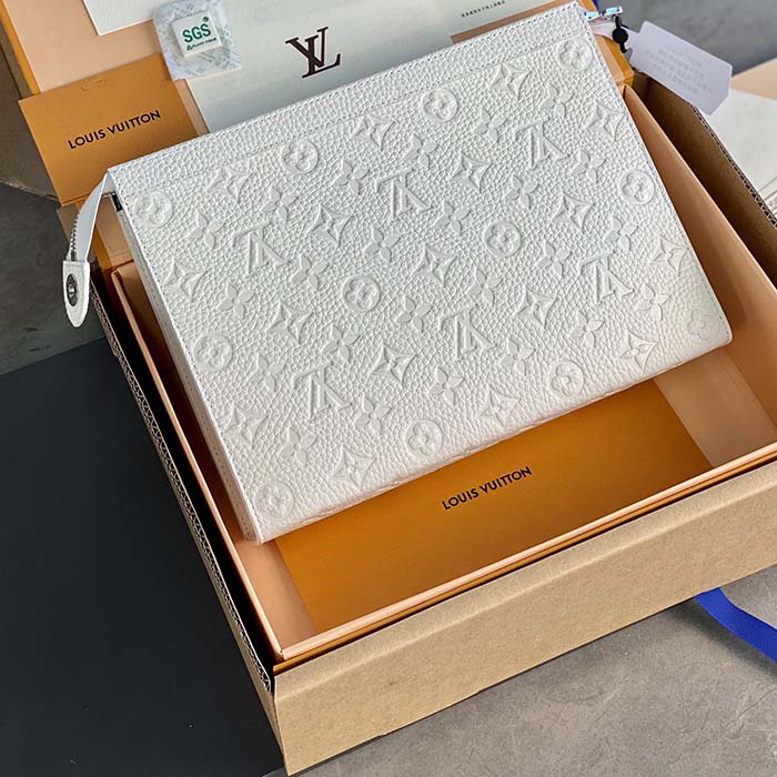 Louis Vuitton Unisex LV x YK Pochette Voyage White Taurillon Monogram Cowhide Psychedelic Flower (10)