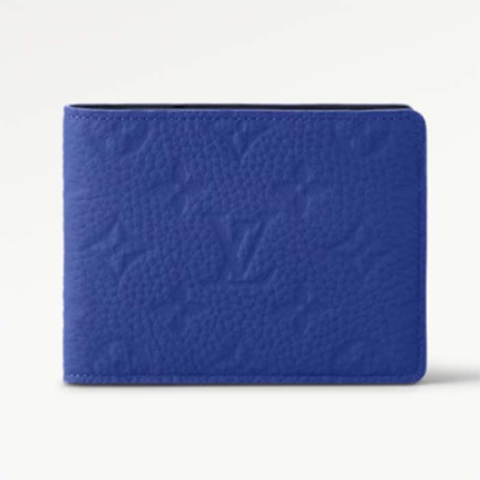 Louis Vuitton Unisex Multiple Wallet Racing Blue Embossed Taurillon Monogram Cowhide Leather