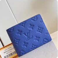 Louis Vuitton Unisex Multiple Wallet Racing Blue Embossed Taurillon Monogram Cowhide Leather (7)