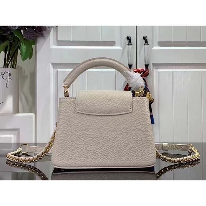 Louis Vuitton Women LV Capucines Mini Handbag Quartz White Taurillon Leather Cowhide (10)