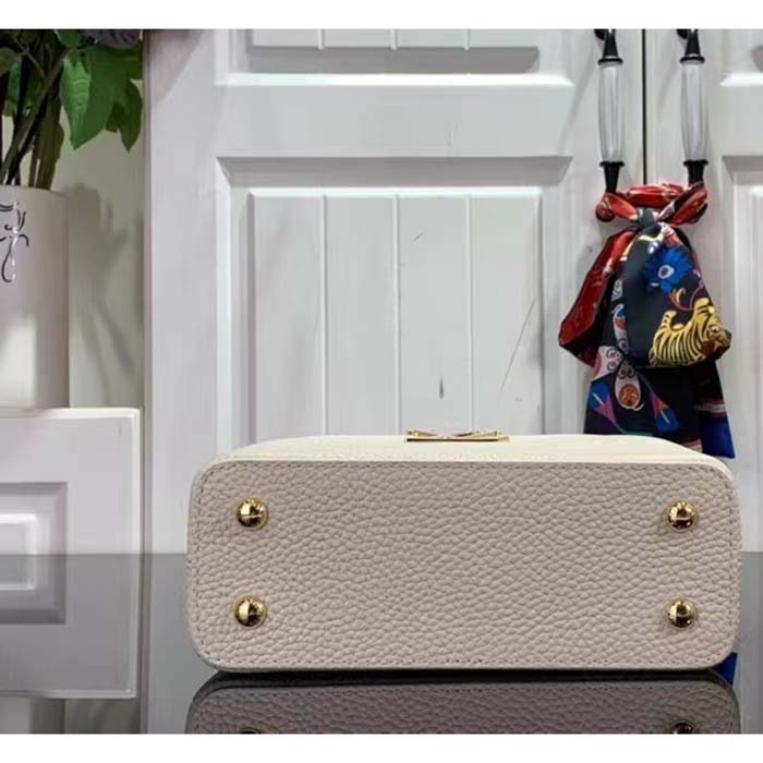 Louis Vuitton Women LV Capucines Mini Handbag Quartz White Taurillon Leather Cowhide (11)