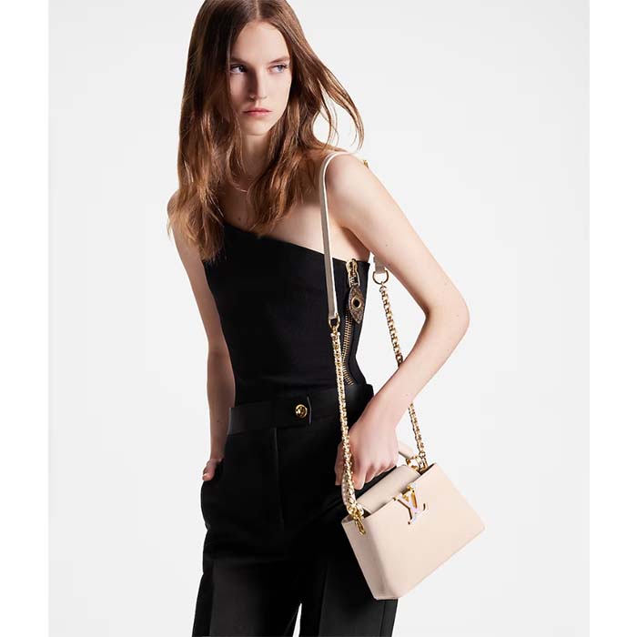 Louis Vuitton Women LV Capucines Mini Handbag Quartz White Taurillon Leather Cowhide (13)