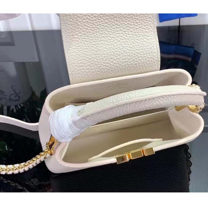 Louis Vuitton Women LV Capucines Mini Handbag Quartz White Taurillon Leather Cowhide (15)