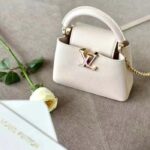 Louis Vuitton Women LV Capucines Mini Handbag Quartz White Taurillon Leather Cowhide - Image 4