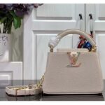 Louis Vuitton Women LV Capucines Mini Handbag Quartz White Taurillon Leather Cowhide - Image 2