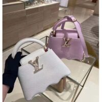 Louis Vuitton Women LV Capucines Mini Handbag Snow White Taurillon Leather Cowhide (5)