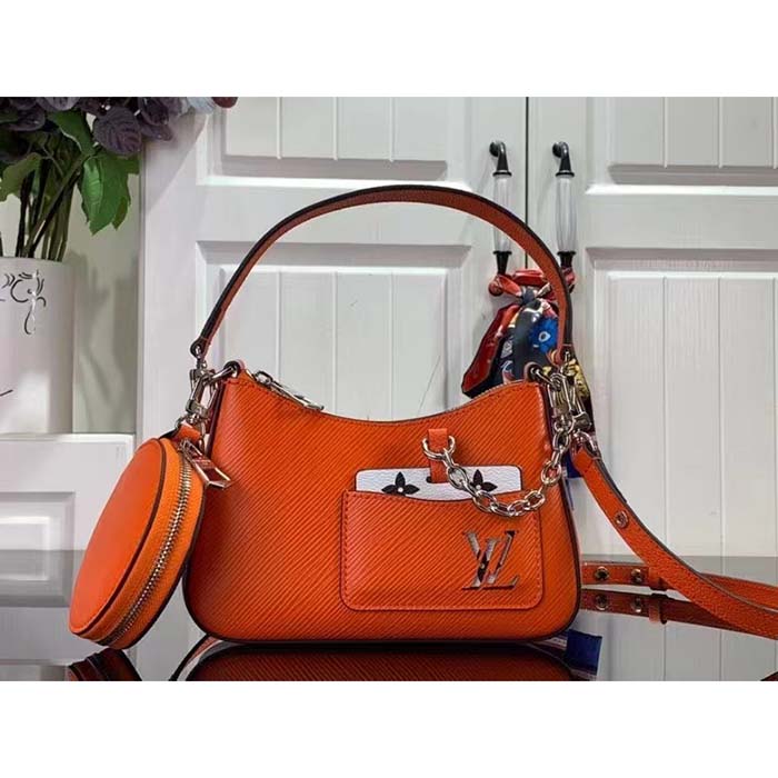 Louis Vuitton Women LV Marellini Handbag Orange Minnesota Epi Grained Smooth Cowhide Leather (1)