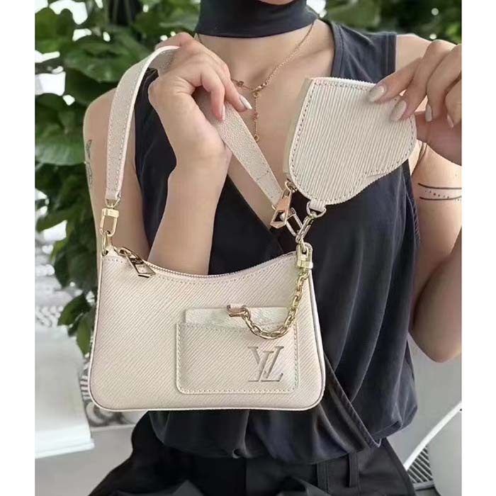 Louis Vuitton Women LV Marellini Handbag White Quartz Epi Grained Cowhide Leather (15)