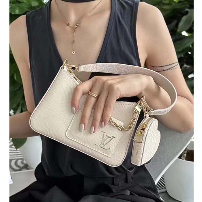 Louis Vuitton Women LV Marellini Handbag White Quartz Epi Grained Cowhide Leather (2)