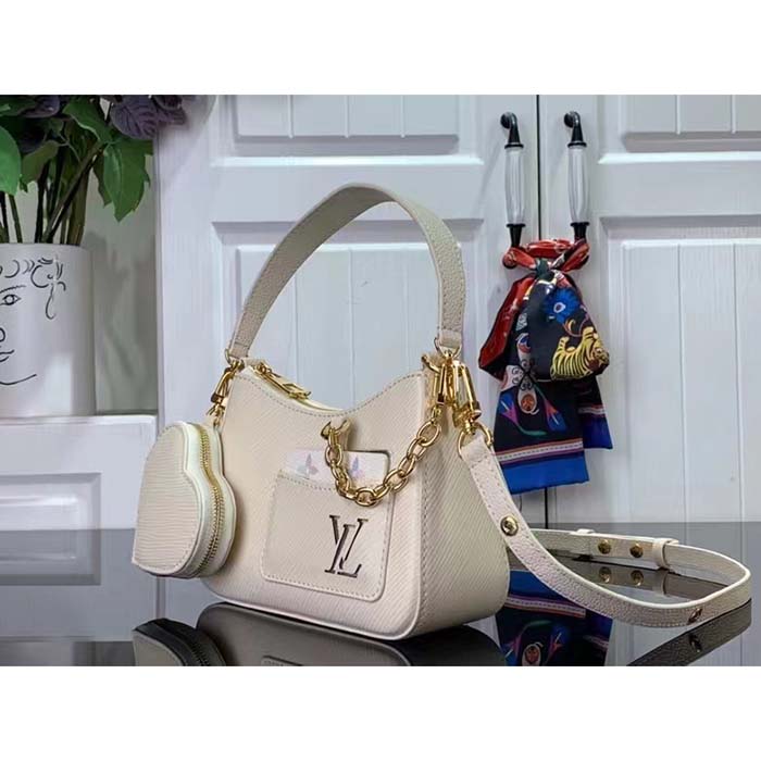 Louis Vuitton Women LV Marellini Handbag White Quartz Epi Grained Cowhide Leather (6)