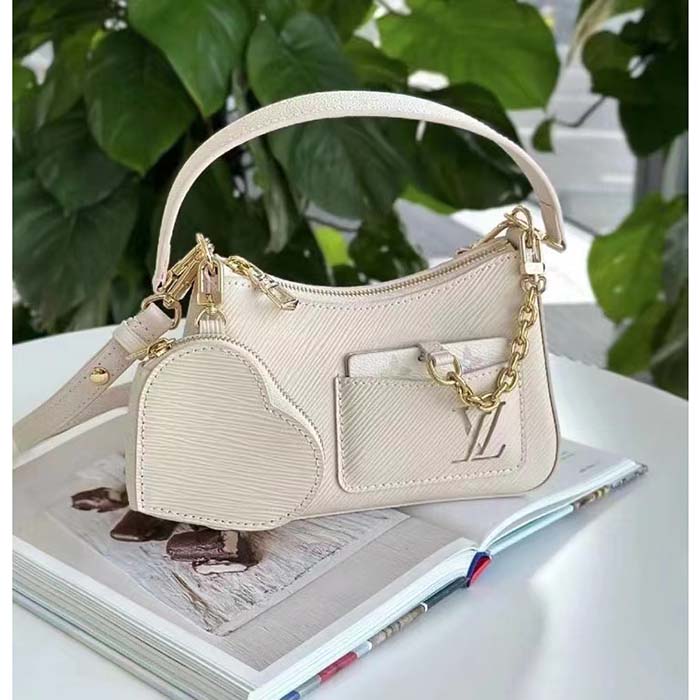 Louis Vuitton Women LV Marellini Handbag White Quartz Epi Grained Cowhide Leather (7)