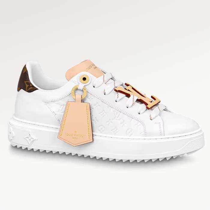 Louis Vuitton Women LV Time Out Sneaker Natural Monogram Embossed Calf Leather