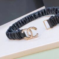 Chanel CC Women Belt Lambskin Gold-Tone Metal Strass Black (9)