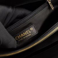 Chanel Women CC Shopping Bag Black Calfskin Leather Gold-Tone Metal