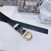 Dior CD Unisex 30 Montaigne Reversible Belt Black Latte Smooth Calfskin 35 MM Width (6)