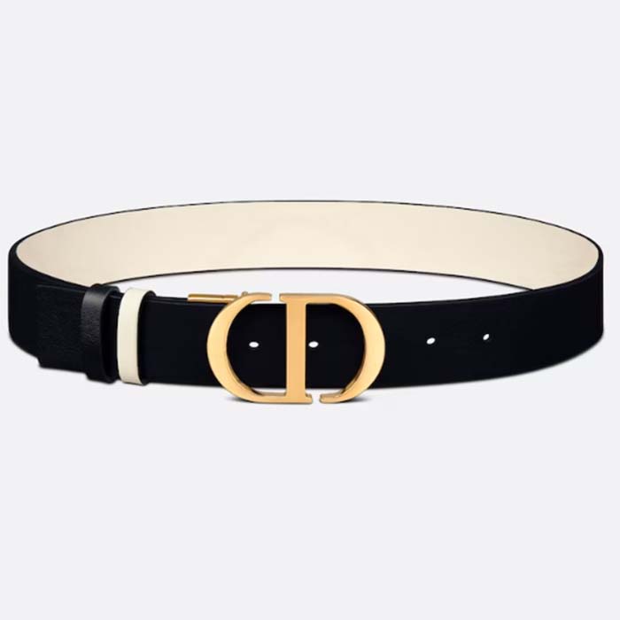 Dior CD Unisex 30 Montaigne Reversible Belt Black Latte Smooth Calfskin 35 MM Width (6)