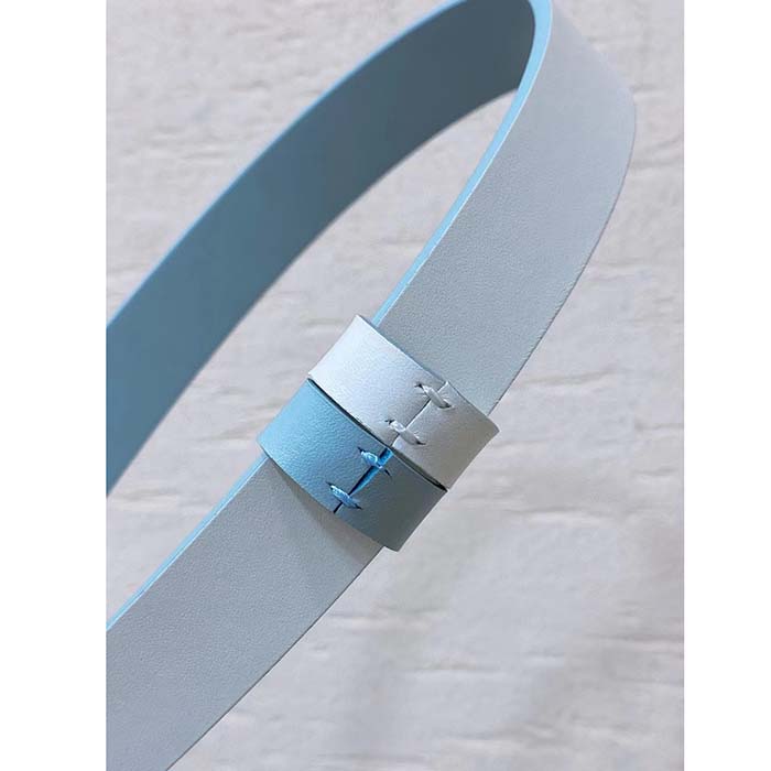 Dior CD Unisex 30 Montaigne Reversible Belt Blue White Smooth Calfskin 20 MM Width (3)