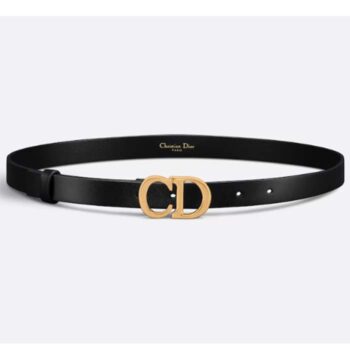 Dior CD Women 30 Montaigne Belt Black Smooth Calfskin 35 MM Width