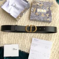 Dior CD Women 30 Montaigne Belt Black Smooth Calfskin 35 MM Width (3)