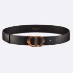 Ceinture Dior Unisexe CD 30 Montaigne Cuir de veau lisse noir Résine effet écaille marron