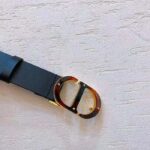 Dior Unisex CD 30 Montaigne Belt Black Smooth Calfskin Leather Brown Tortoiseshell-Effect Resin – Image 3