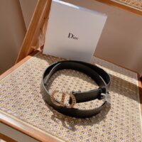 Dior Unisex CD 30 Montaigne Crystals Belt Black Smooth Calfskin Silver-Tone 27 MM Width (1)