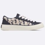 Dior Unisex CD B33 Sneaker Marineblau Glattes Kalbsleder Creme Schräge erhabene Stickerei