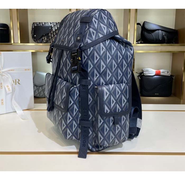 Dior Unisex CD Hit The Road Backpack Navy Blue CD Diamond Canvas (1)