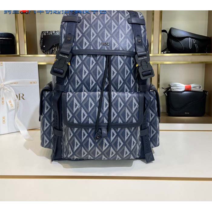 Dior Unisex CD Hit The Road Backpack Navy Blue CD Diamond Canvas (12)