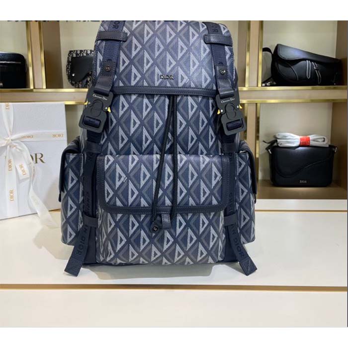 Dior Unisex CD Hit The Road Backpack Navy Blue CD Diamond Canvas (4)