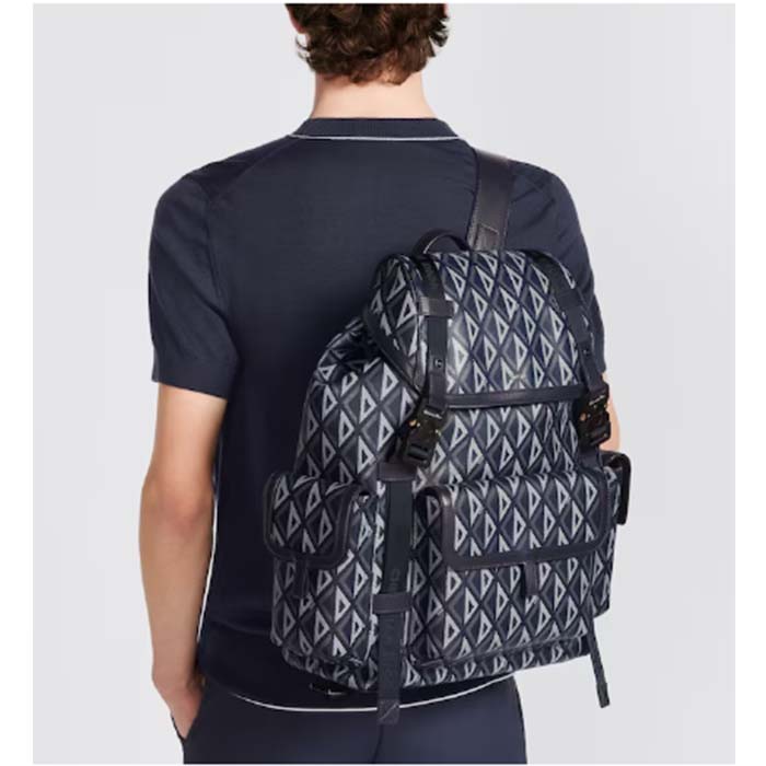 Dior Unisex CD Hit The Road Backpack Navy Blue CD Diamond Canvas (6)