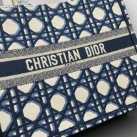 Dior Unisex CD Large Dior Book Tote Beige Blue Macrocannage Embroidery (4)