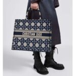 Dior Unisex CD Large Dior Book Tote Beige Blue Macrocannage Embroidery - Bild 11