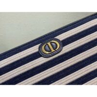 Dior Unisex CD Large Dior Caro Daily Pouch Natural Denim Blue Marinière Raffia (9)